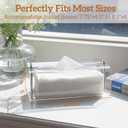 Acrylic Tissue Box Holder Rectangle with Curved Design - Decorative Modern Crystal Clear Tissue Box Cover with Silver Metal Accents for Home/Office Dcor