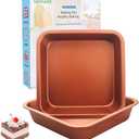 Spmarkt 2-Pack 8 inch Square Cake Pan, 8x8 Baking Pan, Cornbread Square Baking Pan, Nonstick Carbon Steel Square Brownie Pan, BPA Free, Easy to Clean — Champagne Gold