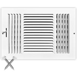 10x8 Supply Air Vent Cover 3-Way Grille for Wall or Ceiling Duct Opening - Adjustable Register Air Diffuser Grill by HVAC Premium - White - Overall Size: 11.75'' x 9.75''