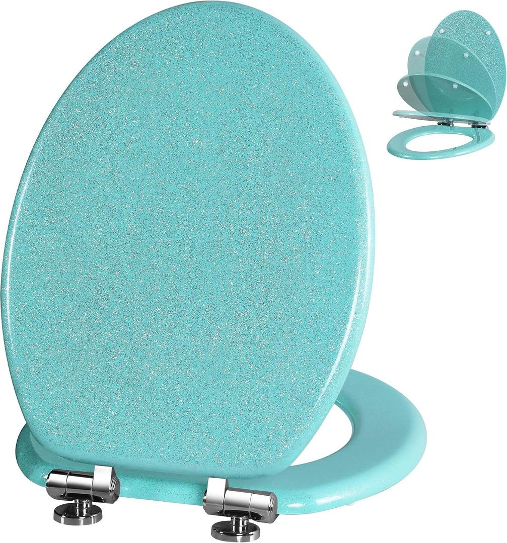 Angol Shiold Glitter Toilet Seat, Slow Close (Elongated, Green)
