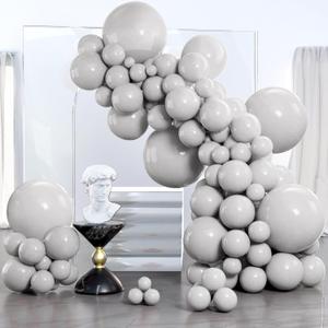 PartyWoo Gray Balloons 140 pcs Different Sizes Pack of 18 12 10 5 Inch Matte Gray Latex Balloon Arch Kit Garland for Baby Shower Graduation Wedding Anniversary Birthday Party Decorations Gray-Y71