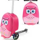 VEVOR Ride-on Luggage, 20 L Capacity, 20 Inches Kids Scooter Suitcase with Flash PU Wheels, Adjustable Handle & TPR Non-Slip Grip, Foldable & Lightweight Scooter Luggage for Kids Aged 5+, Pink, 20 Inches Single
