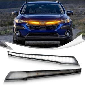2Pcs Front Grille Lights LED Bar Switchback White&Amber LED Daytime Running Lights Compatible with Subaru Crosstrek 2024 2025 Amber Sequential Turn Signal Light Kit (Not fit Wilderness)