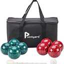 Pointyard Bocce Ball Set, 90mm Classic Bocce Ball Set with 8 Resin Bocce Balls/1 Pallino/Nylon Zippered Bag/Measuring Tape - Outdoor Family Games for Backyard/Lawn/Beach (Red & Green)