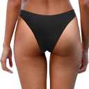 Aqua Eve Women Cheeky Bikini Bottom Brazilian High Cut Swim Bottom Low Rise Bathing Suit Bottom Black M