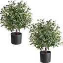 25" Tall Artificial Olive Topiary Ball Tree Set of 2 Pack, Olive Boxwood Topiary Ball Potted Bushes UV Resistant Potted Plants for Indoor Outdoor Home Garden