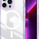 CACOE Magnetic Case for iPhone 13 Pro 6.1 inch-Compatible with MagSafe & Magnetic Car Phone Mount, Not Yellowing Anti-Scratch (Clear Purple)