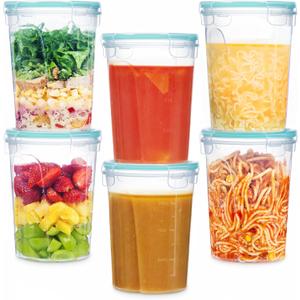 Vtopmart 6 Pack 32oz Deli Containers with Airtight Lids, Freezer Soup Containers for Take-out, Plastic Reusable Food Storage Container for Meal Prep, Salad, Leftover, Lunch, Microwave/Dishwasher Safe