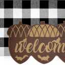 2 Pcs Thanksgiving Fall Rug Coir Door Mats Outdoor Pinecones Doormat for Front Nonslip Fall Welcome Rugs Funny Door Entrance Mat 2-in-1 Buffalo Plaid Rug for Autumn Porch Entryway Decor, 17x30