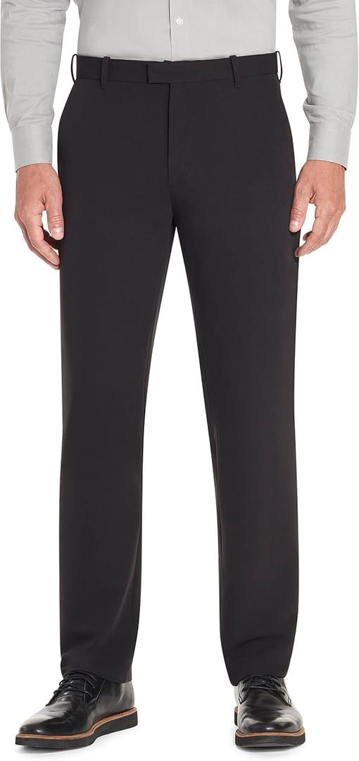 Van Heusen Men's Flex Flat Front Straight Fit Pant (40W x 29L, Black)