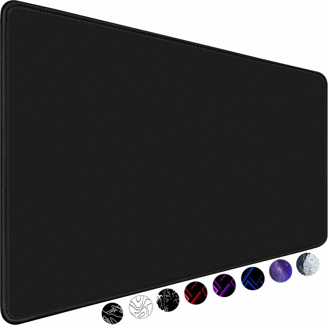 Gaming Mouse Pad, Large Mouse Pads Waterproof Extra Large Big Mouse Pad with Stitched Edge, XXXL Non-Slip Black Computer Mousepad Desk Mat for Gamer, Office & Home, Black (35.4L x 15.7W inches)