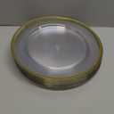 Goodluck 25 Pack Reusable Plastic Clear Charger Plates with Gold Rim, 12-Inch, for Dinner, Wedding, Party, Event Table Decoration, Clear&Gold