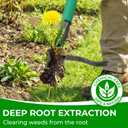 Weed Puller Tool with 2 Weed Eject Feature, 43.7in Stand Up Dandelion Remover Tool, Real Bamboo Handle and Metal 4 Claw & Foot Pedal, Heavy Duty Garden Weeder