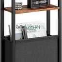 Narrow Side Table with Charging Station Slim End Table Sofa with Magazine Rack, Bedside Table for Small Spaces, 3 Tier Nightstand for Living Room Couch, Bedroom Rustic Brown LET503RE