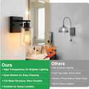 2-Pack Wall Sconces for Bathroom, Matte Black Vanity Lights, Modern Wall Light Fixture with Clear Glass Shade, Farmhouse Wall-Mount Lighting Lanterns, Wall Lamps for Mirror Living Room Bedroom Hallway