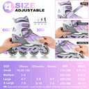 2PM SPORTS Torinx Inline Skates for Kids Boys Girls with Light Up Wheels, Adjustable Kids Roller Skates Blades for Adults Men Women Beginners, F Violet, Large - Youth (4-7 US)