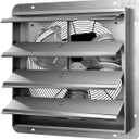 iPower 16 Inch Wall Mounted Shutter Exhaust Fan, Aluminum, 1550 RPM, 1200 CFM, for Attic, Garage, Louvered Vent, Plant, Greenhouse, Silver