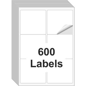[100 Sheets 600 Labels] Shipping Labels 3 1/3"x4" Printable White 6 up Labels for Laser/Inkjet Printers, Mailing FBA Address Label Sticker Paper - Permanent Adhesive Label Blank