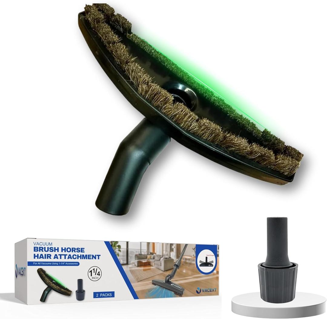 1.25 Inch Vacuum Brush Attachment Kit Compatible with Vacuums Hose 1-1/4 Inch - 1.25 Inch Shop Vac Accessories: Horse Hair Dust Brush, Vacuum Extension Wand and More (2 Pack)