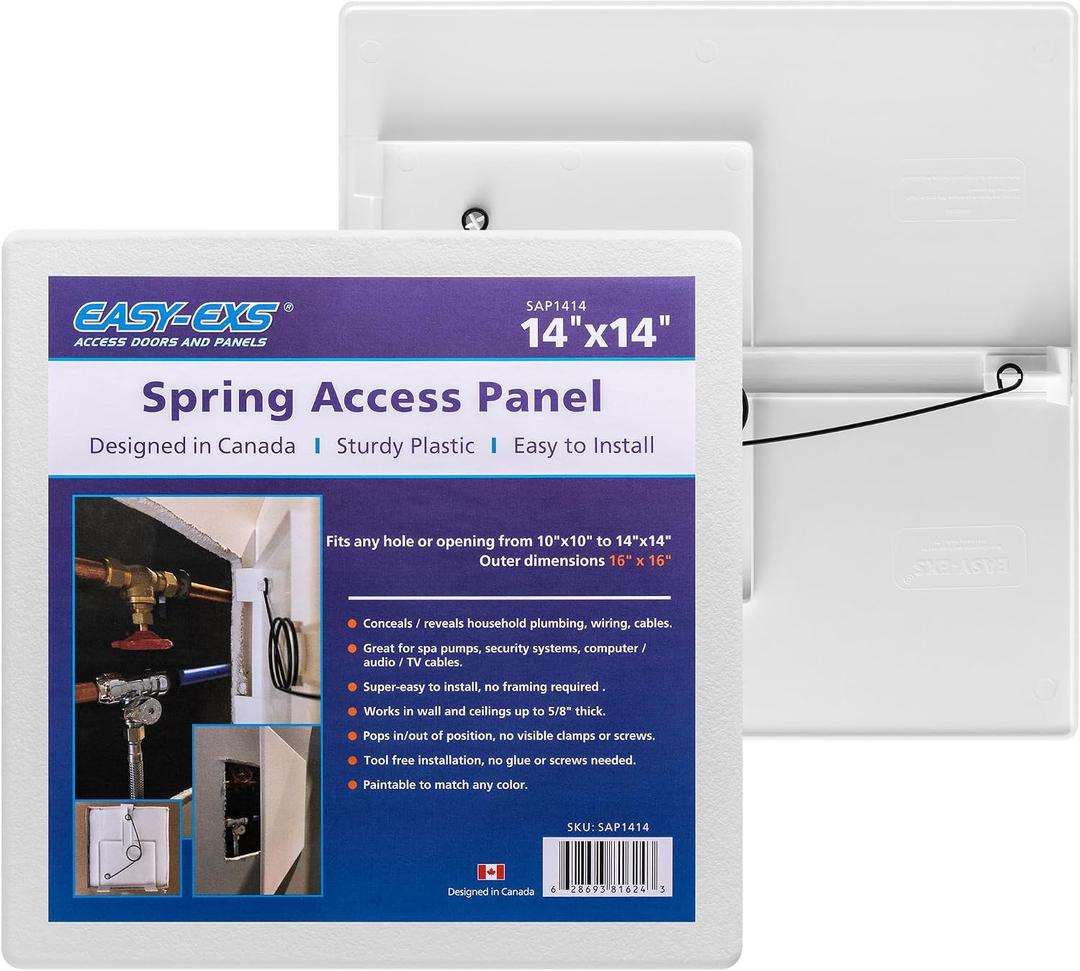 EASY-EXS Access Panels Spring-Fit 14"x14" (External 16"x16") Square (SAP1414) for Drywall, celing, Electrical, Plumbing Hole Covers, 14"x14" - 1 Pcs