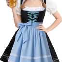 PARTTELY Oktoberfest Outfits Women Dirndl Dress German Bavarian Beer Dirndl Dress Costumes for Halloween Carnival (Small, Light Blue)