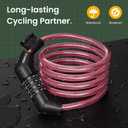 Titanker Bike Lock Cable, 4 Feet Bike Cable Lock Basic Self Coiling Kids Bike Lock Combination with Complimentary Mounting Bracket, 5/16 Inch Diameter (4FT, Pink-8mm)