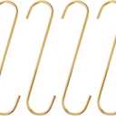 2 x HARFINGTON 6pcs Long S Hooks 8 Inch Extra Long Metal S-Shaped Hanging Hooks High Manganese Steel S Hanger Storage Organizing Tool for Kitchen Garden Bathroom Garage Closet, Gold Tone