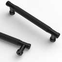 Asidrama 10 Pack 5 Inch(128mm) Matte Black Cabinet Pulls Knurled Kitchen Cabinet Handles, Cabinet Pulls Kitchen Cabinet Hardware for Cupboard Drawer Pulls (5" Hole Center)