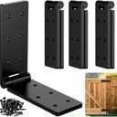 Heavy Duty Gate Hinges, Black Gate Hinges with Screws, Heavy Duty Door HingesAdjustable Hardware Hinges Kit,Durable Barn Door for Wooden Fences Yard Gate (Black-4PCS)