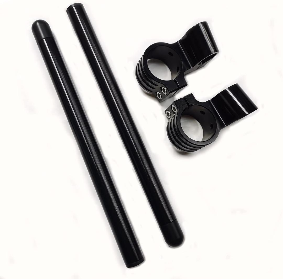 43mm Clip on Handlebars 1" Riser fit 43mm Fork Tube 7/8" Motorcycle bars, 43 mm Clip ons Handlebar CNC Black