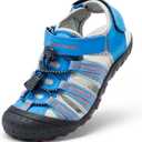 DREAM PAIRS Boys Girls Summer Outdoor Athletic Sport Sandals Hiking Beach Casual Closed Toe Adjustable Multicolor for Toddler/Little/Big Kids (Blue/Grey/Red)