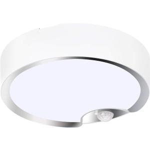 TOOWELL Motion Sensor Ceiling Light Battery Operated Indoor/Outdoor LED Ceiling Lights for Closet Hallway Pantry Laundry Stairs Garage Bathroom Shower Porch Shed Wall 400LM Motion Activated Light, White-1 Pack