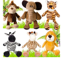 Zhanmai 6 Pieces Safari Stuffed Animals Plush Jungle Animal Toys Set for Boys Girls, Lion Elephant Zebra Giraffe Tiger Monkey for Valentine's Day Gift Animal Themed Parties Student Award