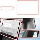 2Pcs Silicone Protector Frames of Screen and Rear View Mirror for Tesla Model 3 2017-2023 and Model Y 2019-Feb.2025. (Pink)