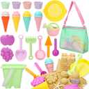 Tagitary Beach Sand Toys for Kids, Beach Toys 23PCS Set with Ice Cream Cake Sand Molds, Mesh Beach Bag, Bucket, Watering Can, Shovel, Rake - Ideal for Toddler Sandbox, Outdoor Play and Beach Travel