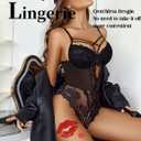 Avidlove Women Lingerie Floral Lace Harness Lingerie Bodysuit One Piece Teddy Babydoll Nightgown (Black, L)