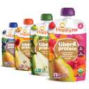 Happy Tot Organics Stage 4 Baby Food Pouches, Gluten Free, Vegan Snack, Fiber & Protein Fruit & Veggie Puree, Fruit & Veggie Variety Pack, 4 Ounce (Pack of 16)