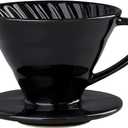 Pour Over Coffee Maker, Single Cup Coffee Dripper, Manual Porcelain Slow Brewing Accessories for Travel, Camping, Office, Home, Cafe, Coffee Gifts (Black, Large)