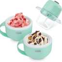 Dash My Mug Ice Cream Maker - Makes Single Serving of Gelato, Frozen Yogurt, Sorbet & More - Easy to Clean & Use - Aqua, 2 Bowls