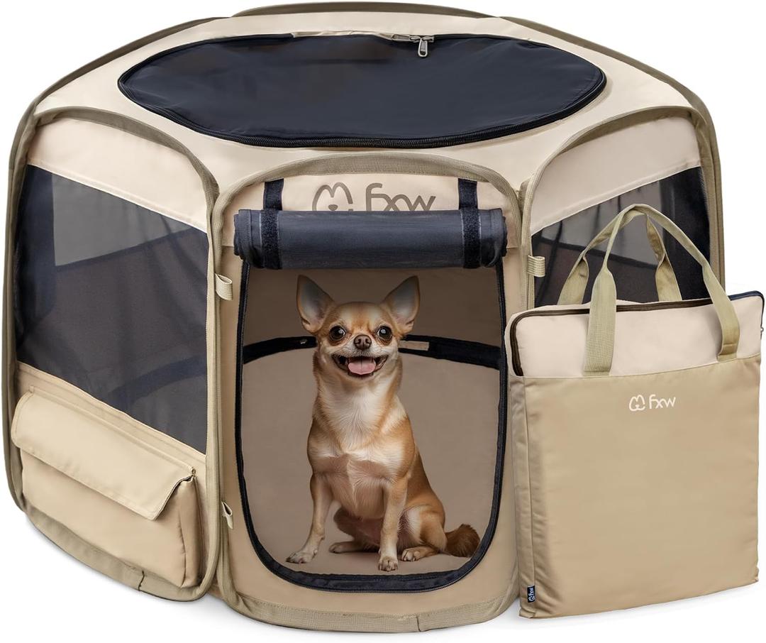 FXW Gotent Unleashed Dog Playpen Designed for Indoor/Outdoor/Travel Use, Suitable for Puppy and Small Dogs, Portable & Foldable, 29 inchPatent Pending