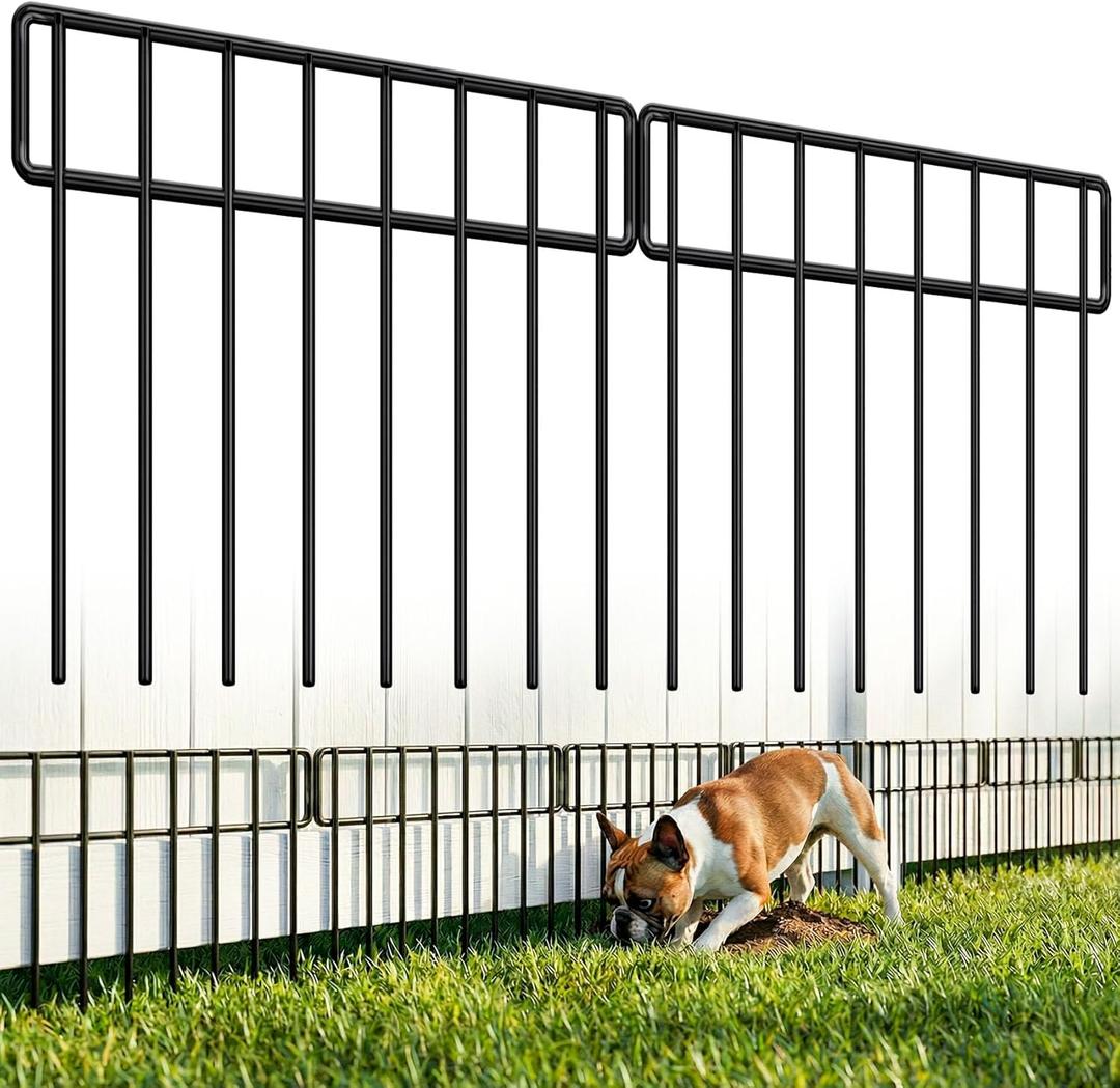 HIHADUUM 30Ft(L) X 13Inch(H) Animal Barrier Fence - 21 Pack Garden Fence Panels Metal Garden Fencing Edging Border No Dig Fencing for Dog Rabbits Ground Stakes Defense Outdoor Patio Fence Extension