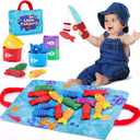 hahaland Montessori Toys for 1 Year Old Boy Girl Birthday Gift - 10 in 1 Cloth Fishing Game Toddler Toys with Stacking Cups - Number Counting, Color Sorting Learning