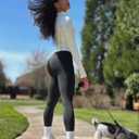 Women's Compression Leggings Butt Lifting Work Out Athletic Gym High Waist Tummy Control Stretchy with Pockets (XL)