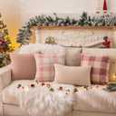 AQOTHES Beige Winter Throw Pillow Covers 18x18 Inch Set of 2, Boucle Faux Fur Pillow Covers,Cozy Fluffy Home Living Room Farmhouse Decor for Sofa Couch Bed