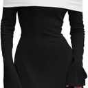 Bell Long Sleeve Corset Mini Dress, Cocktail Semi Formal, Off The Shoulder Flare Dresses for Women, Date Night (Small, Black)