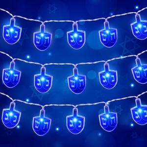 Tifeson Hanukkah Lights Decorations, 10Ft 20 LED Chanukah Dreidel String Light with Timer Battery Operated for Hanukkah Jewish Indoor Party Home Decor