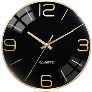 AYRELY 12 Inch Silent Modern Wall Clocks Battery Operated, Wall Clock for Living Room Dcor,Gold Metal Frame Clock Decorative for Bedroom,Kitchen,Office