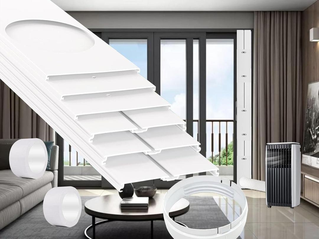 Sliding Door Air Conditioner Kit with Coupler for 5.9 Exhaust Hose,Portable Air Conditioner Sliding Door Vent Kit with 2pack 3m Sealing Tape Max Adjustable Length 95 Inch