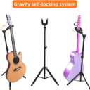 Folding Guitar Stand, Auto-Lock Bass Guitar Stand, Portable Electric Guitar Stand,Adjustable Heights Bass Stand for Stage, Travel, Studio