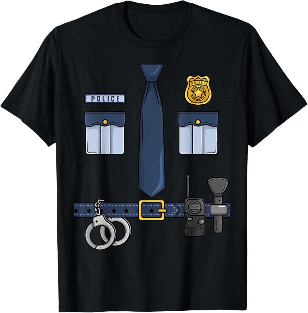 Halloween Policeman Costume Halloween Police Officer Costume T-Shirt, Large